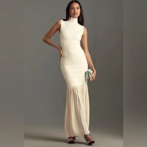 Elegant Cream Maxi Dress- Anthropologie